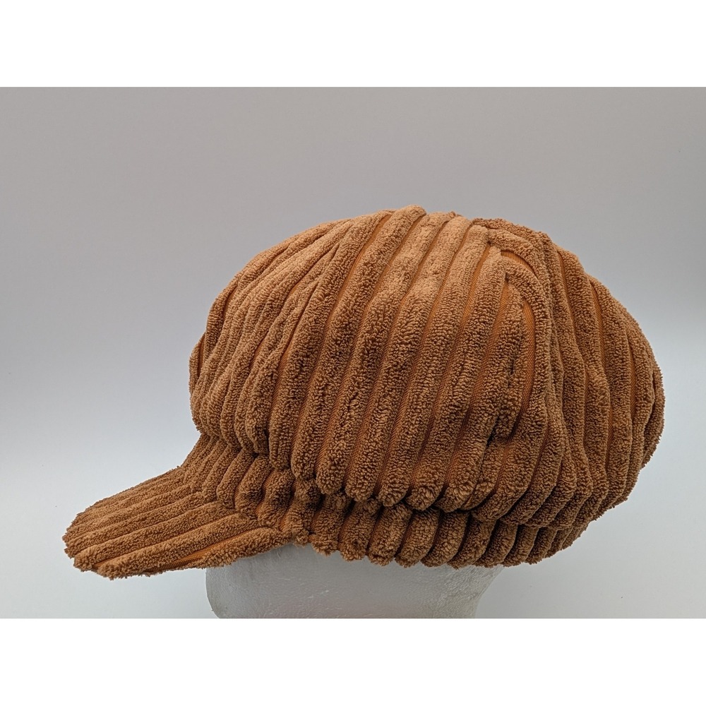 Adora Womens Newsboy Cap Brown Chenille Corduroy Cabbie Hat Structured Brim